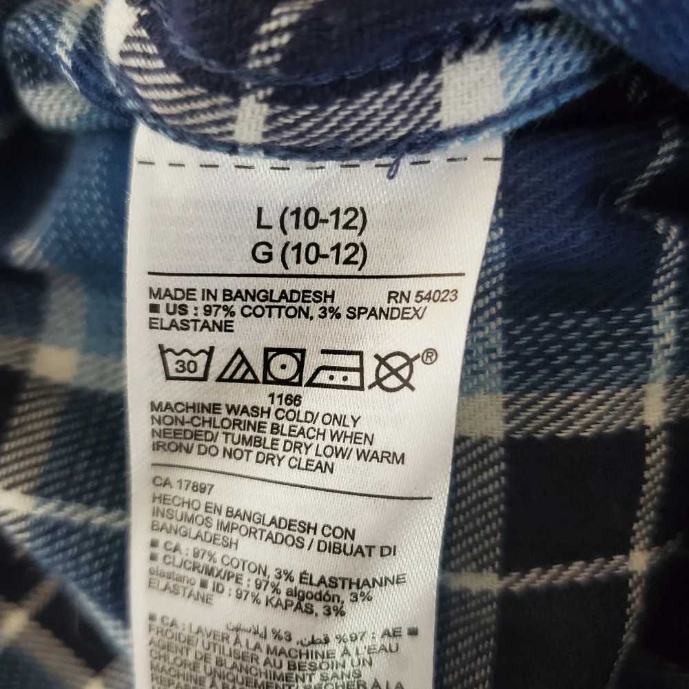 NWT Old Navy Boys Blue Plaid Flannel Shirt 10/12